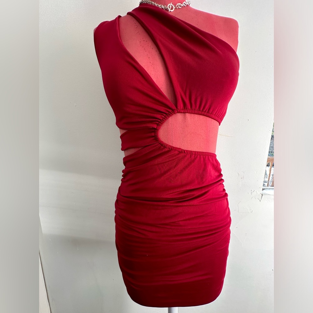 Dresses for Women Cut Out One Shoulder Ruched Bodycon Dress